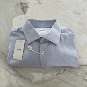 ARMANI COLLEZIONI PRIMARY BLUE COTTON DRESS SHIRT SIZE 17L / 43 NWTS!